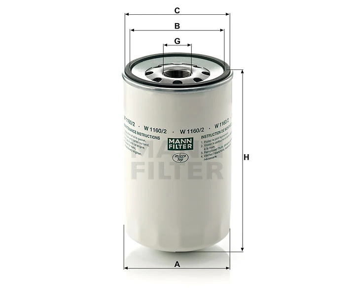 Filtr oleju  W 1160/2 