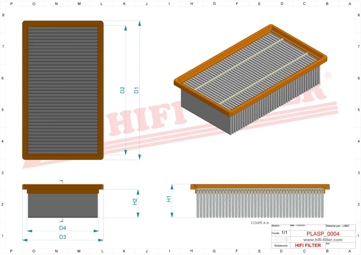 Rysunek techniczny Hifi Filter ASP000402AA011