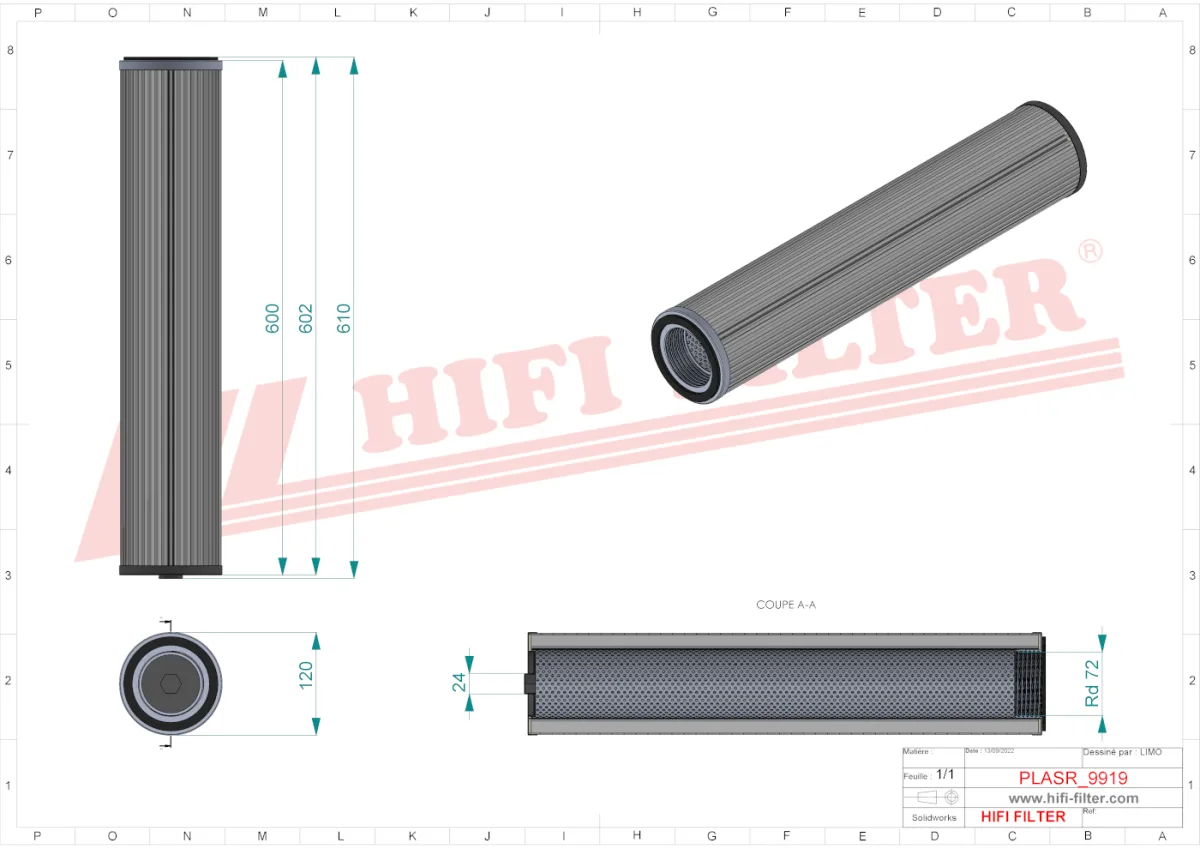 Rysunek techniczny Hifi Filter ASR991900AG010