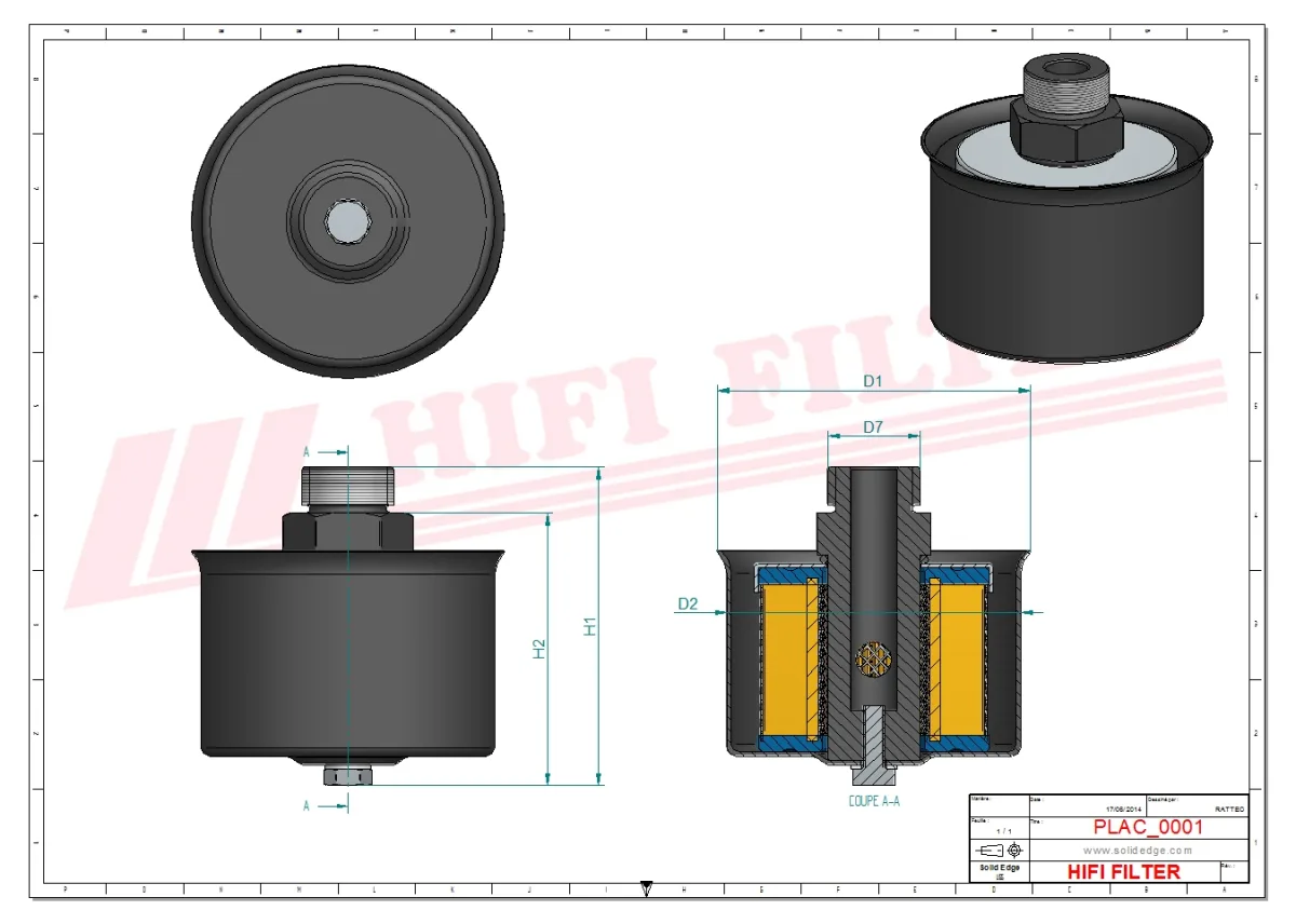 Rysunek techniczny Hifi Filter FS108