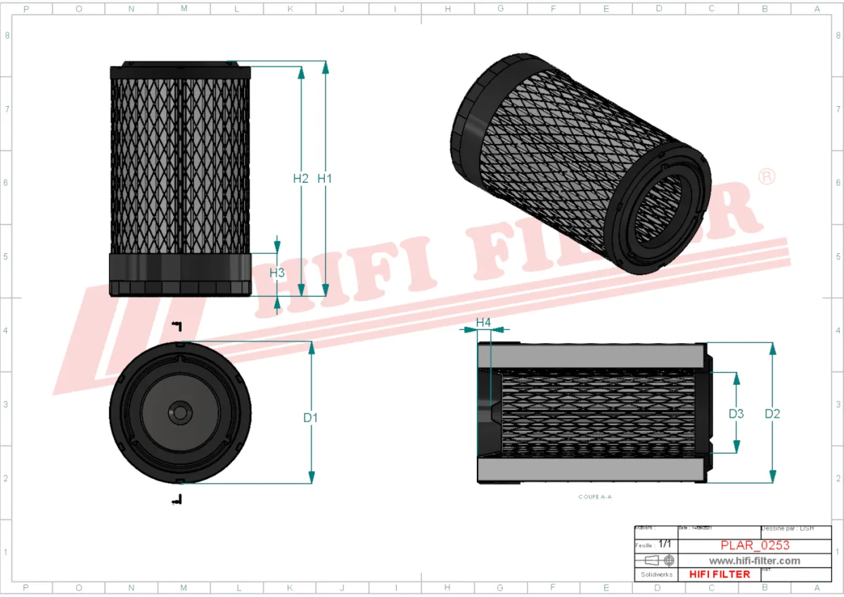 Rysunek techniczny Hifi Filter KA16641