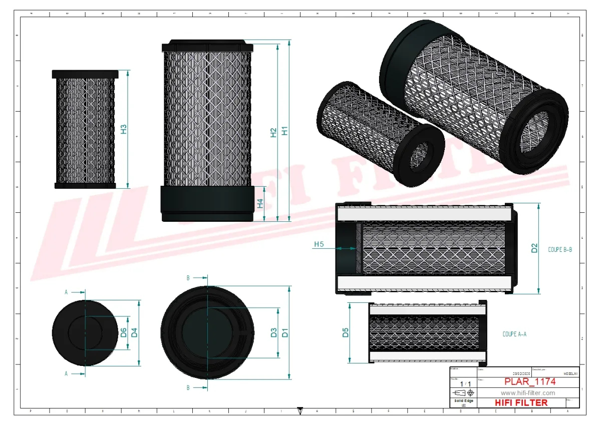 Rysunek techniczny Hifi Filter KA16664