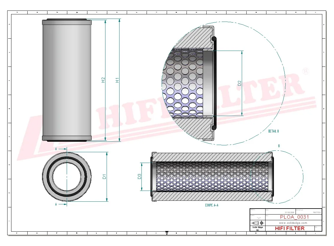 Rysunek techniczny Hifi Filter OA1081