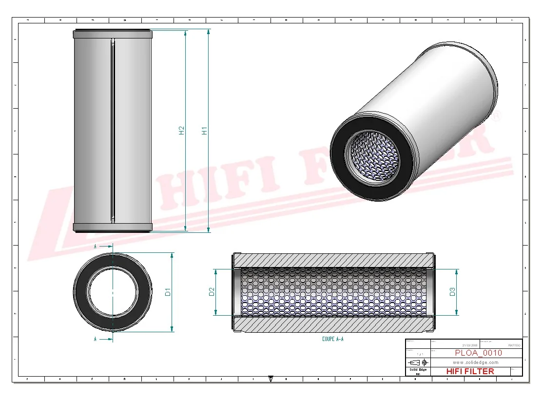 Rysunek techniczny Hifi Filter OA3407