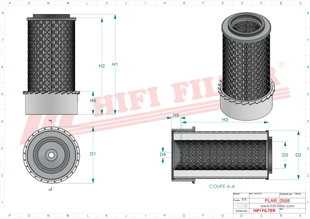 Rysunek techniczny Hifi Filter SA11219K