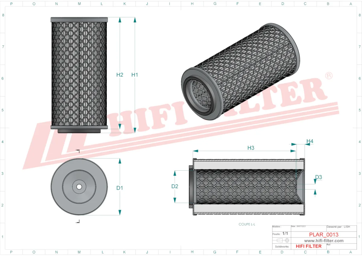 Rysunek techniczny Hifi Filter SA11555
