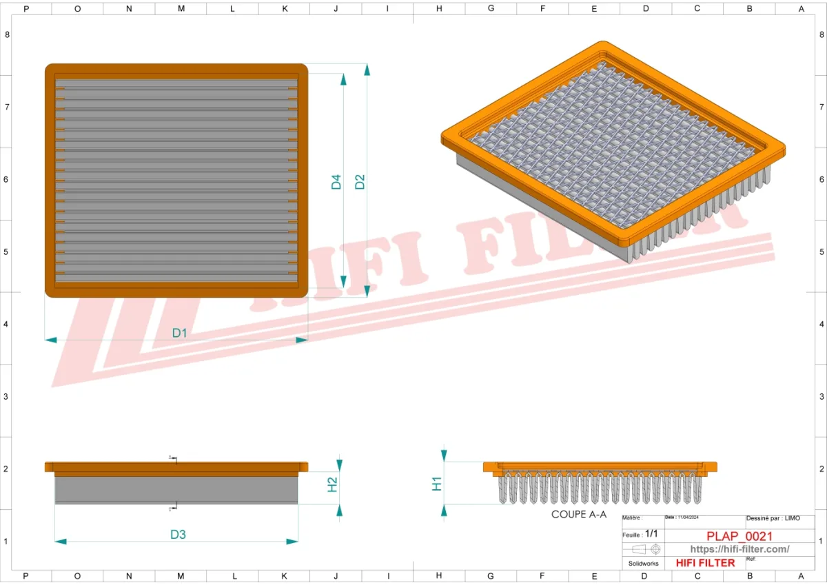 Rysunek techniczny Hifi Filter SA11723