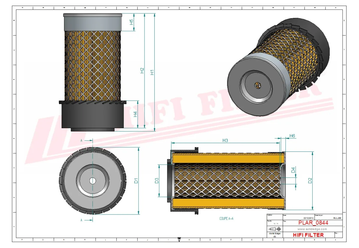 Rysunek techniczny Hifi Filter SA11795K
