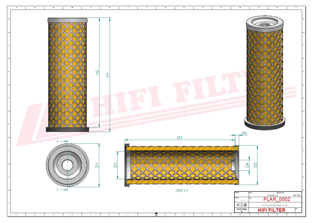 Rysunek techniczny Hifi Filter SA11801