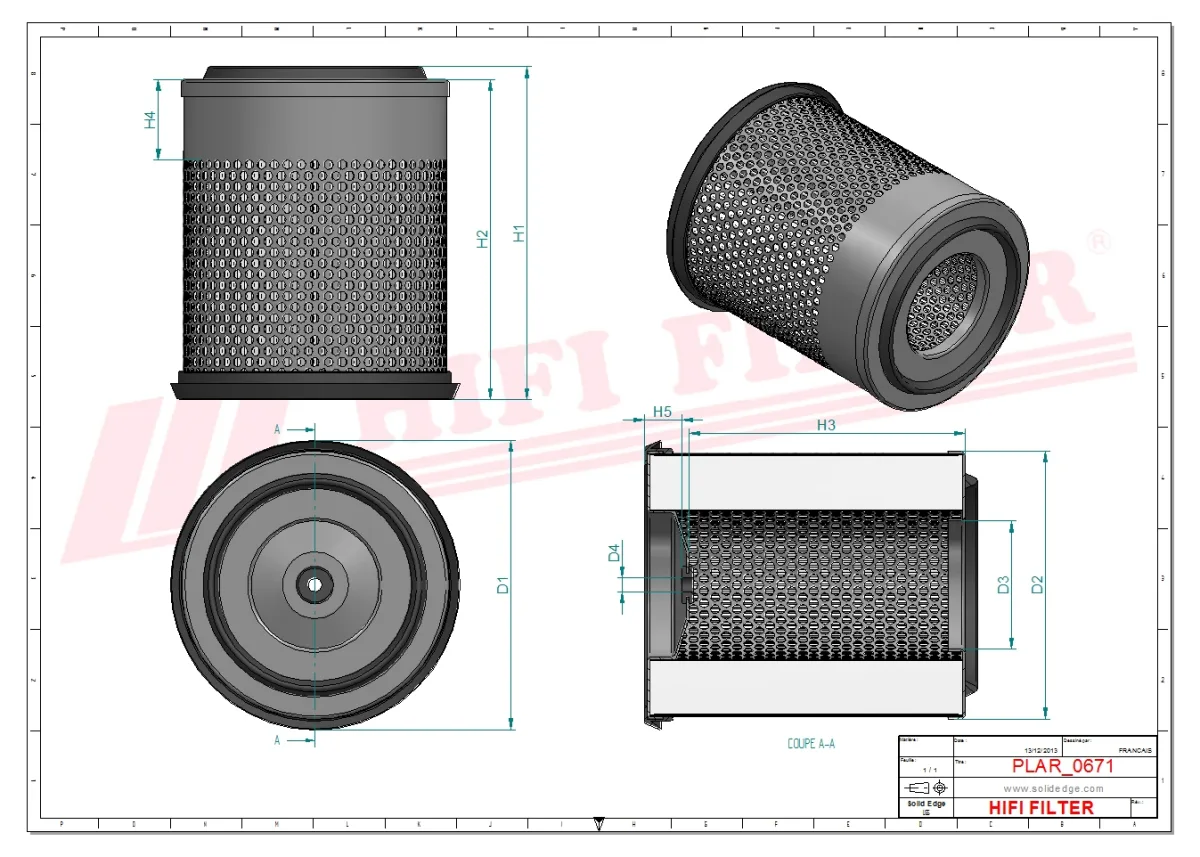 Rysunek techniczny Hifi Filter SA11806