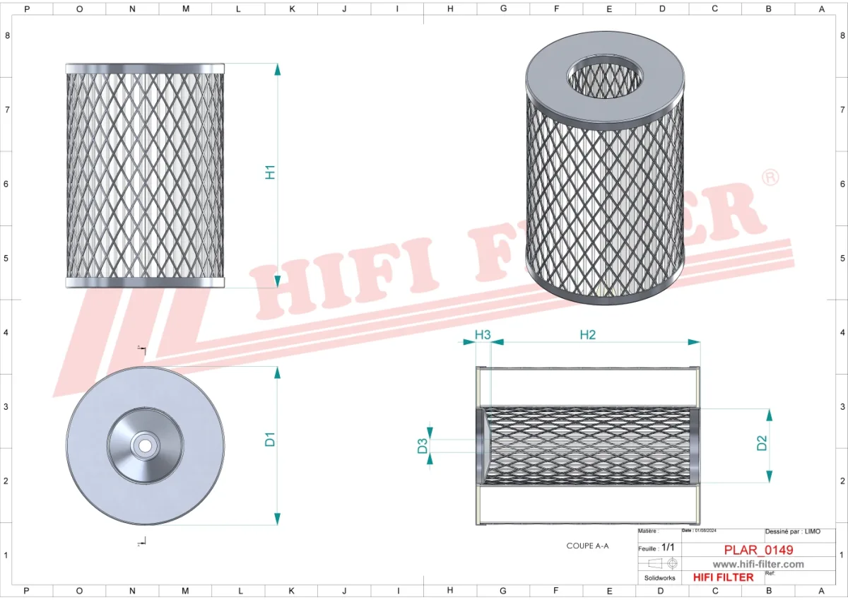 Rysunek techniczny Hifi Filter SA11821
