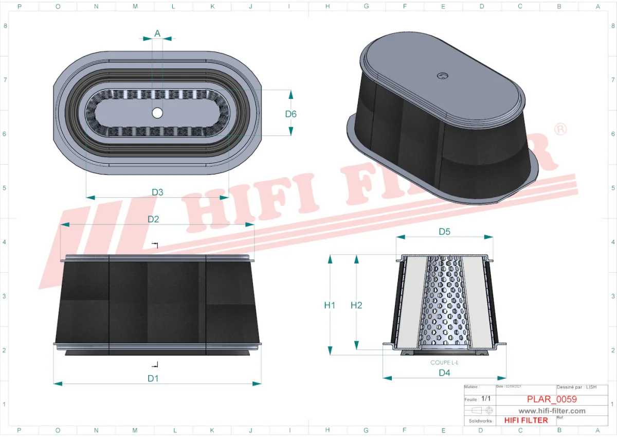 Rysunek techniczny Hifi Filter SA12002