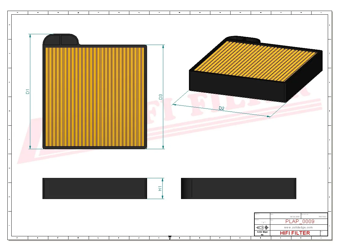 Rysunek techniczny Hifi Filter SA12102