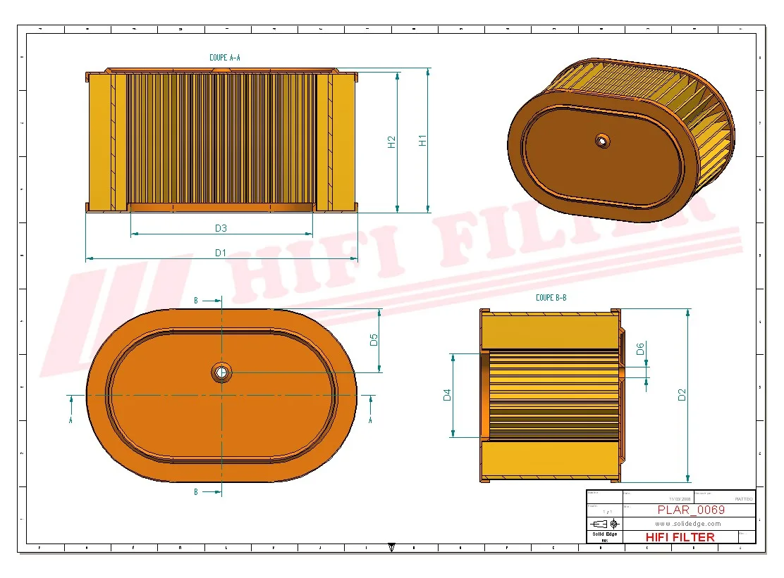 Rysunek techniczny Hifi Filter SA12127