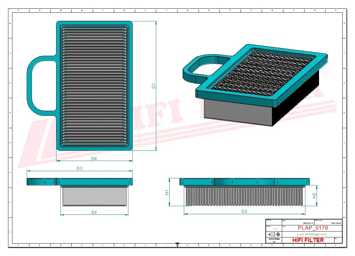 Rysunek techniczny Hifi Filter SA12140