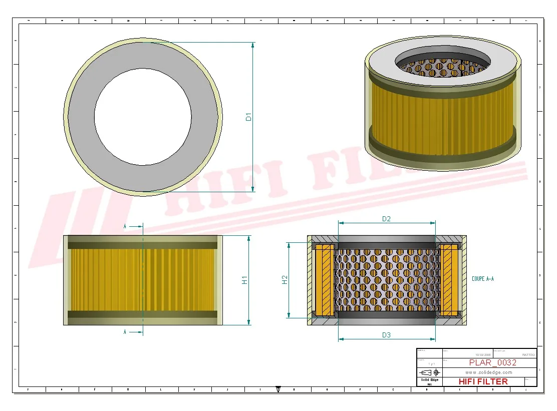 Rysunek techniczny Hifi Filter SA12166