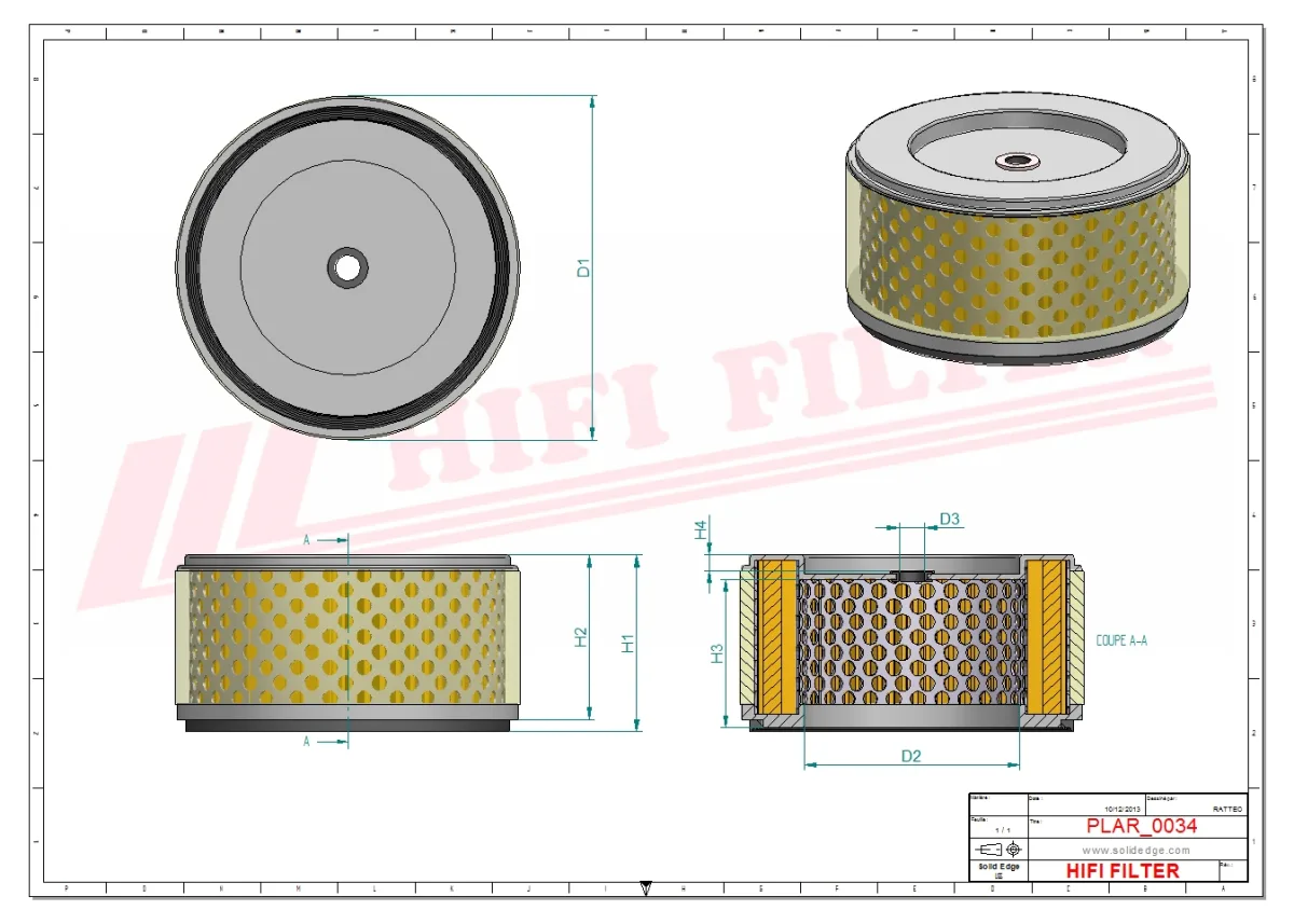 Rysunek techniczny Hifi Filter SA12172