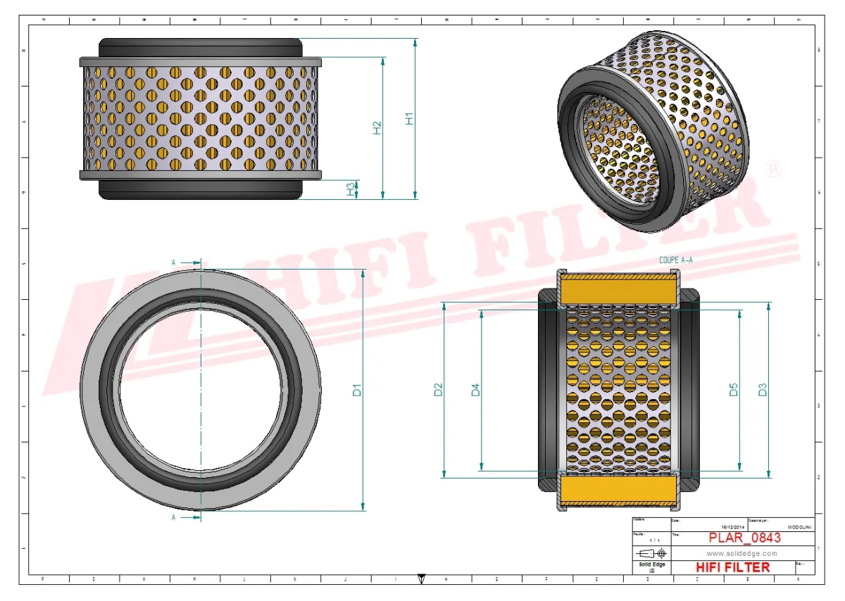 Rysunek techniczny Hifi Filter SA12173