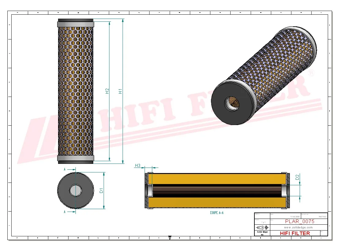Rysunek techniczny Hifi Filter SA12188