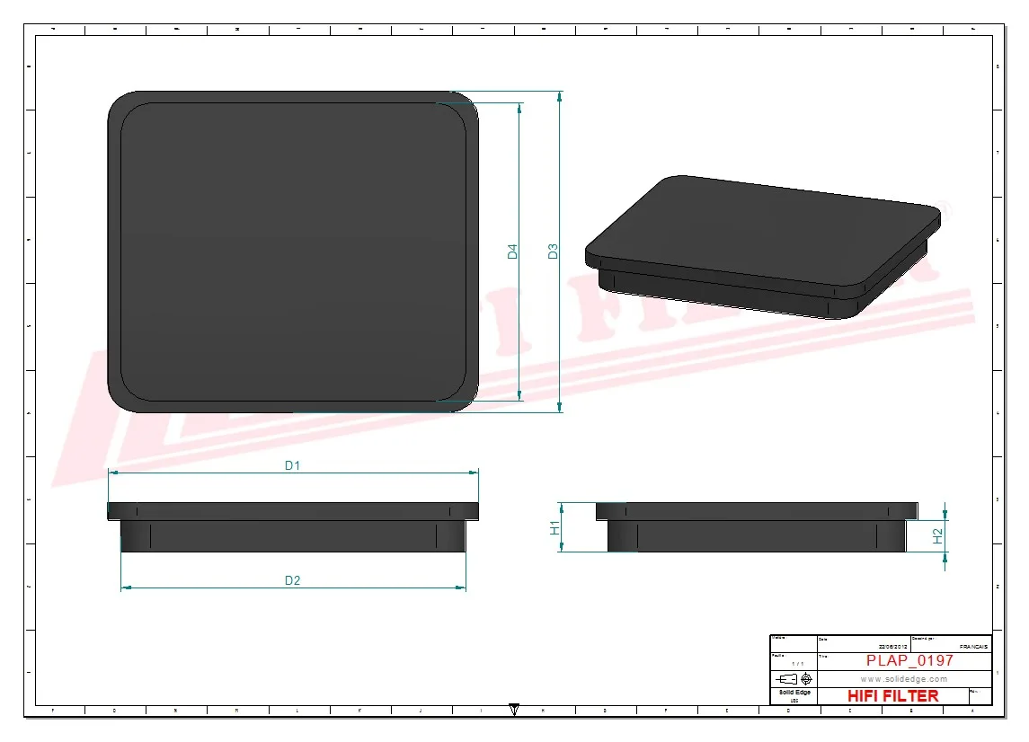 Rysunek techniczny Hifi Filter SA12287