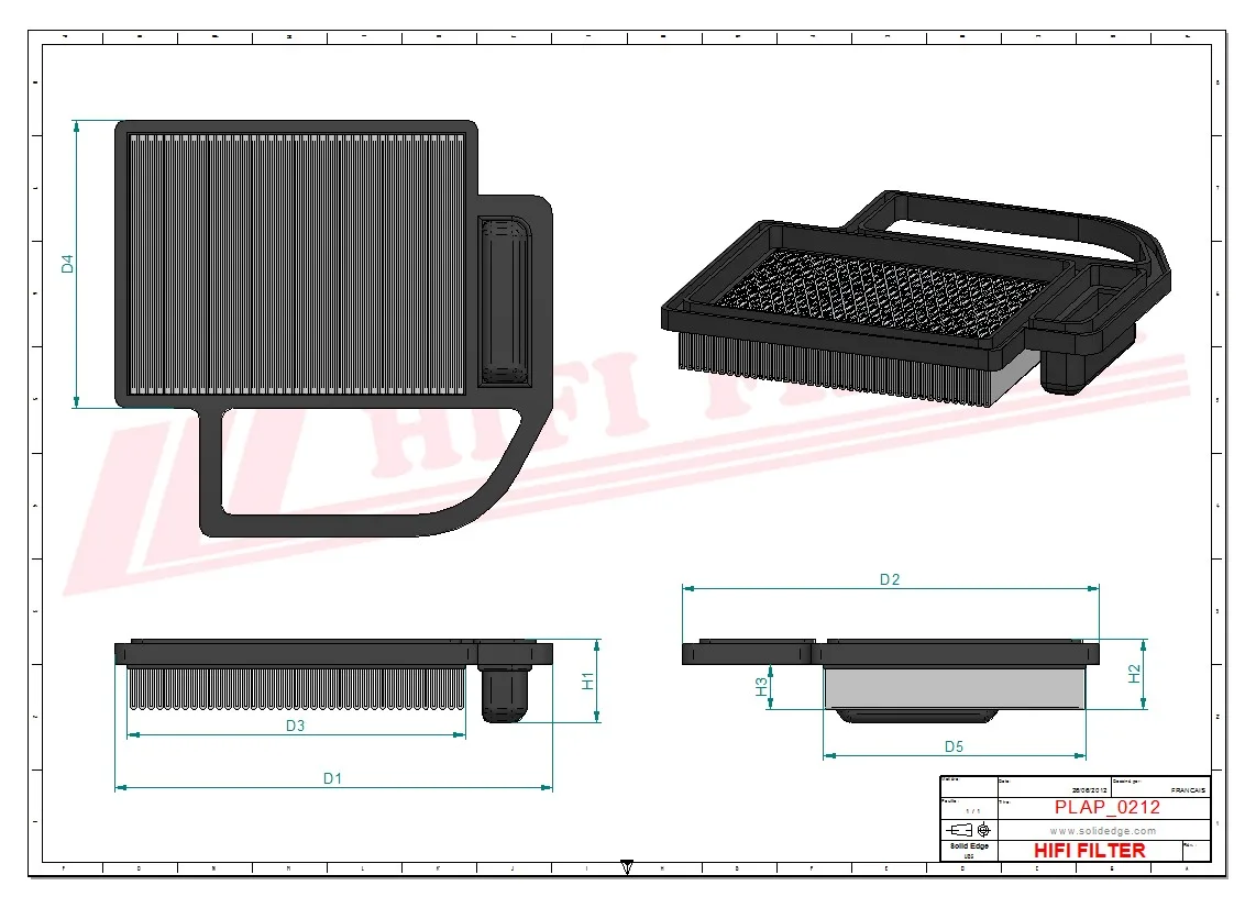 Rysunek techniczny Hifi Filter SA12292