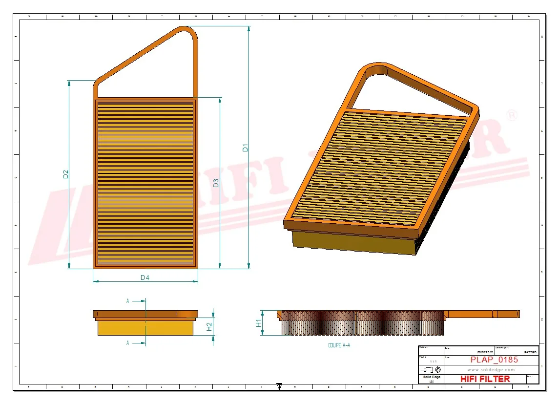 Rysunek techniczny Hifi Filter SA12293