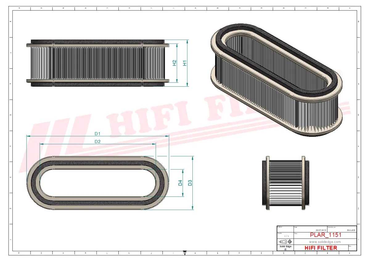 Rysunek techniczny Hifi Filter SA12324