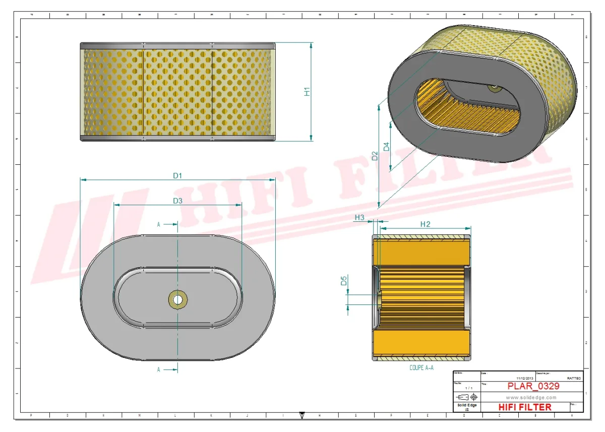 Rysunek techniczny Hifi Filter SA12381
