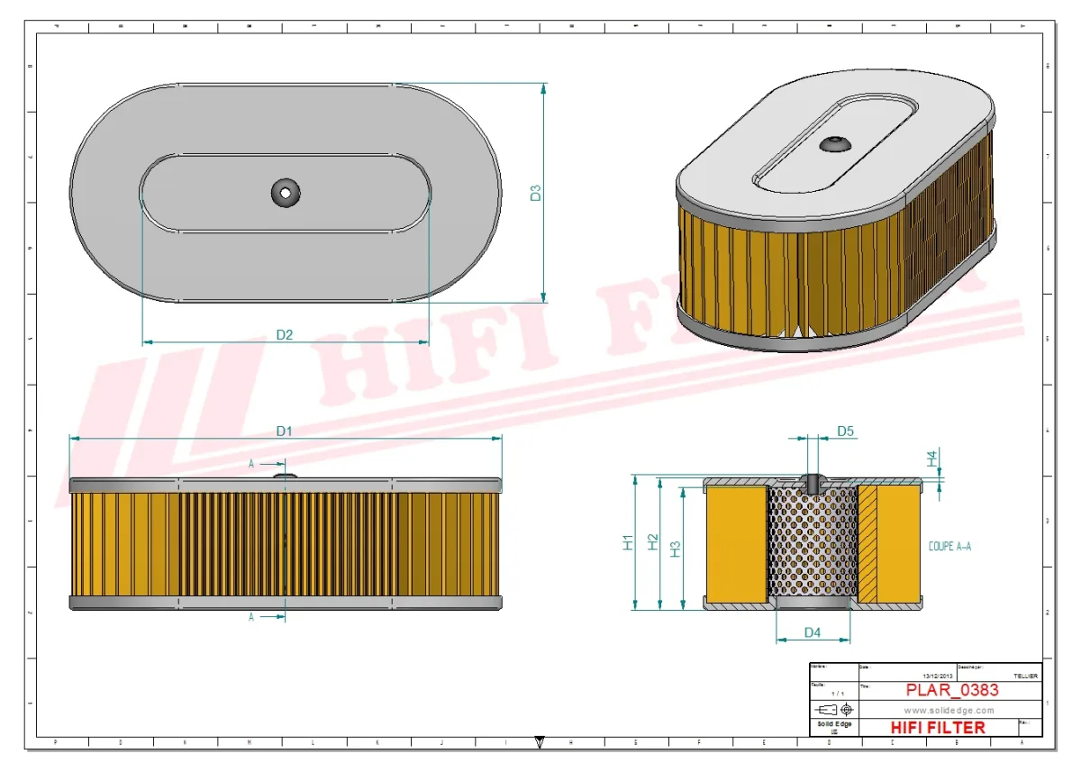 Rysunek techniczny Hifi Filter SA12383