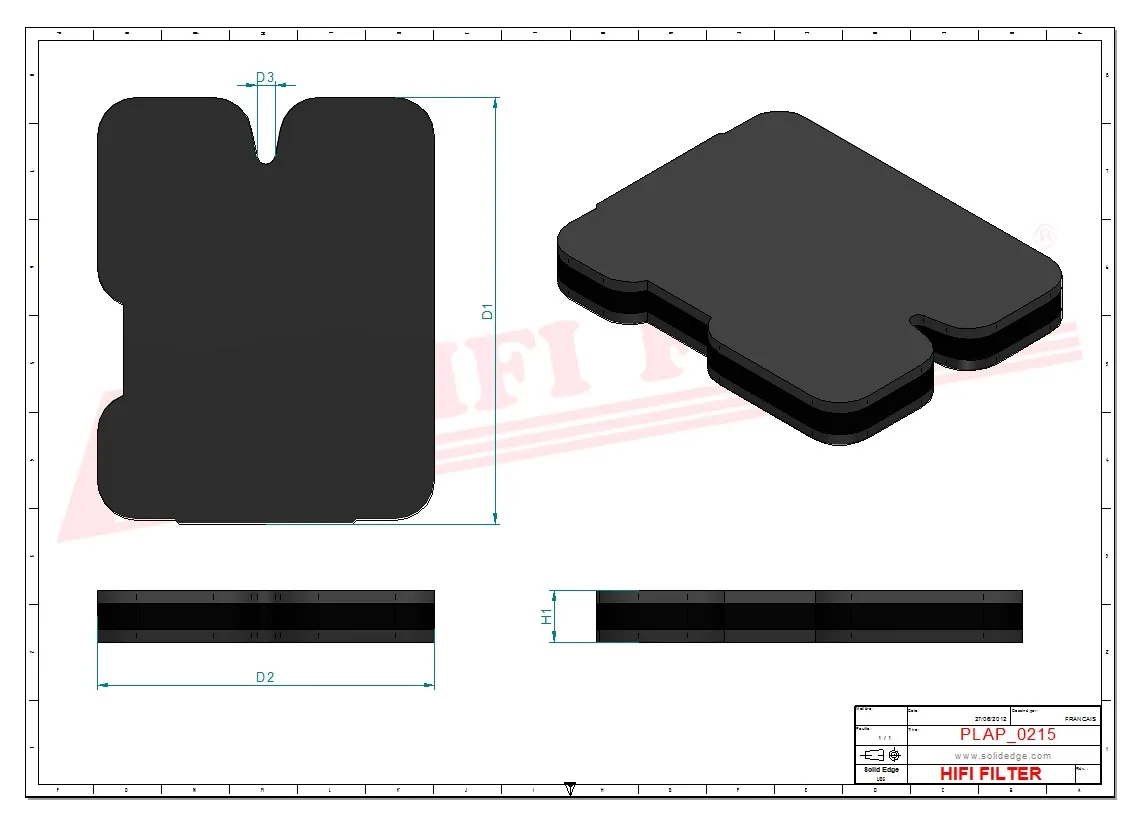 Rysunek techniczny Hifi Filter SA12421