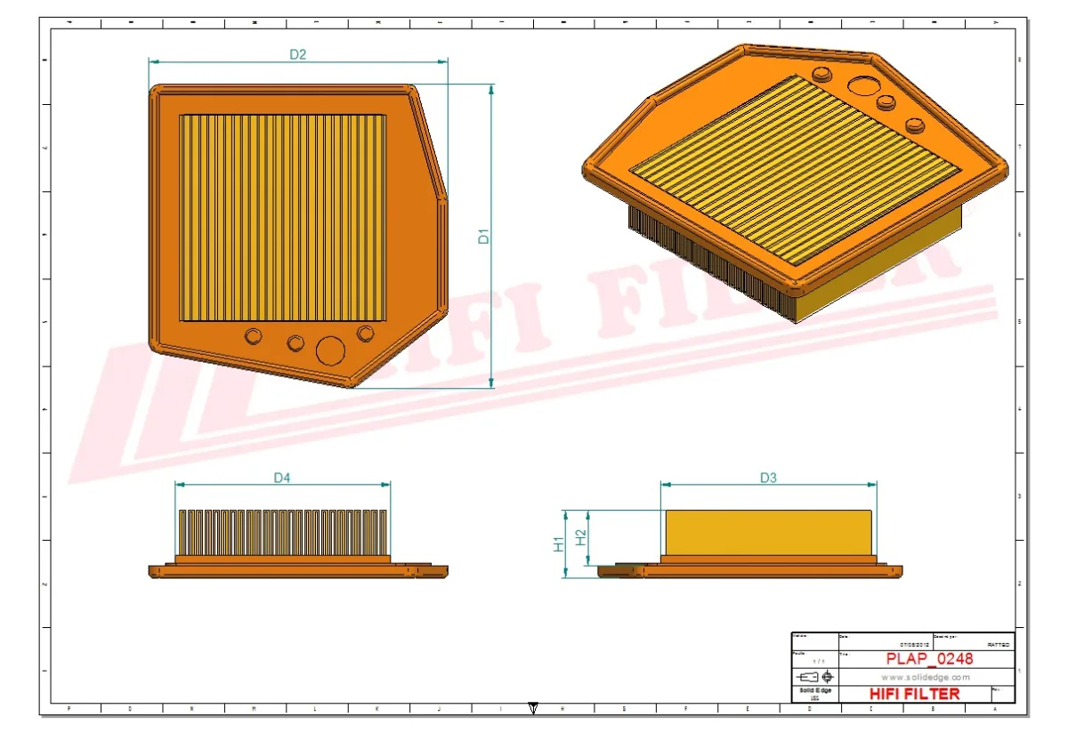 Rysunek techniczny Hifi Filter SA12473