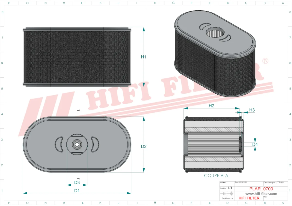 Rysunek techniczny Hifi Filter SA12476