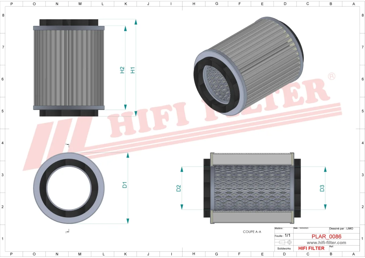 Rysunek techniczny Hifi Filter SA12513