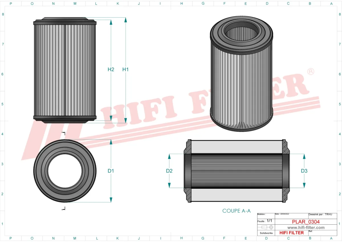 Rysunek techniczny Hifi Filter SA12544