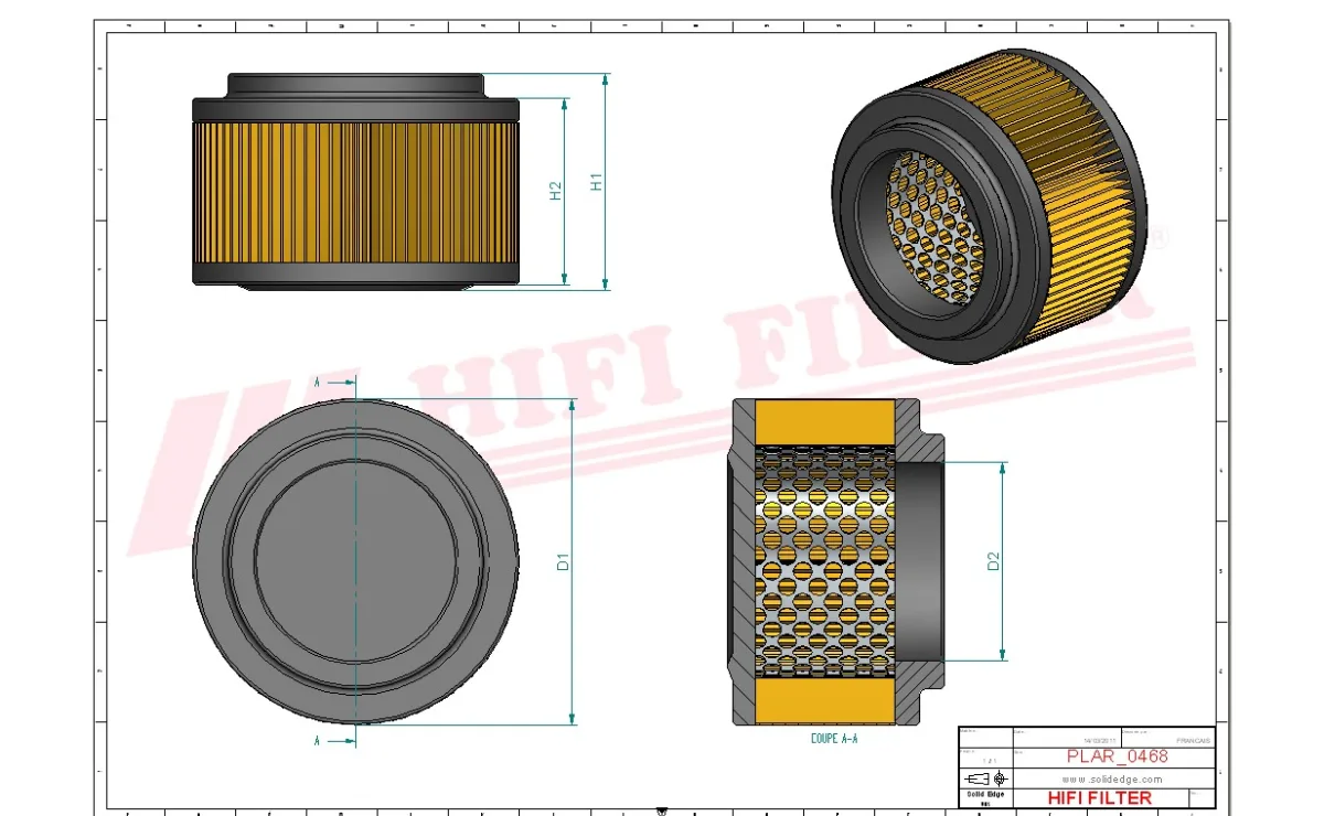 Rysunek techniczny Hifi Filter SA12587