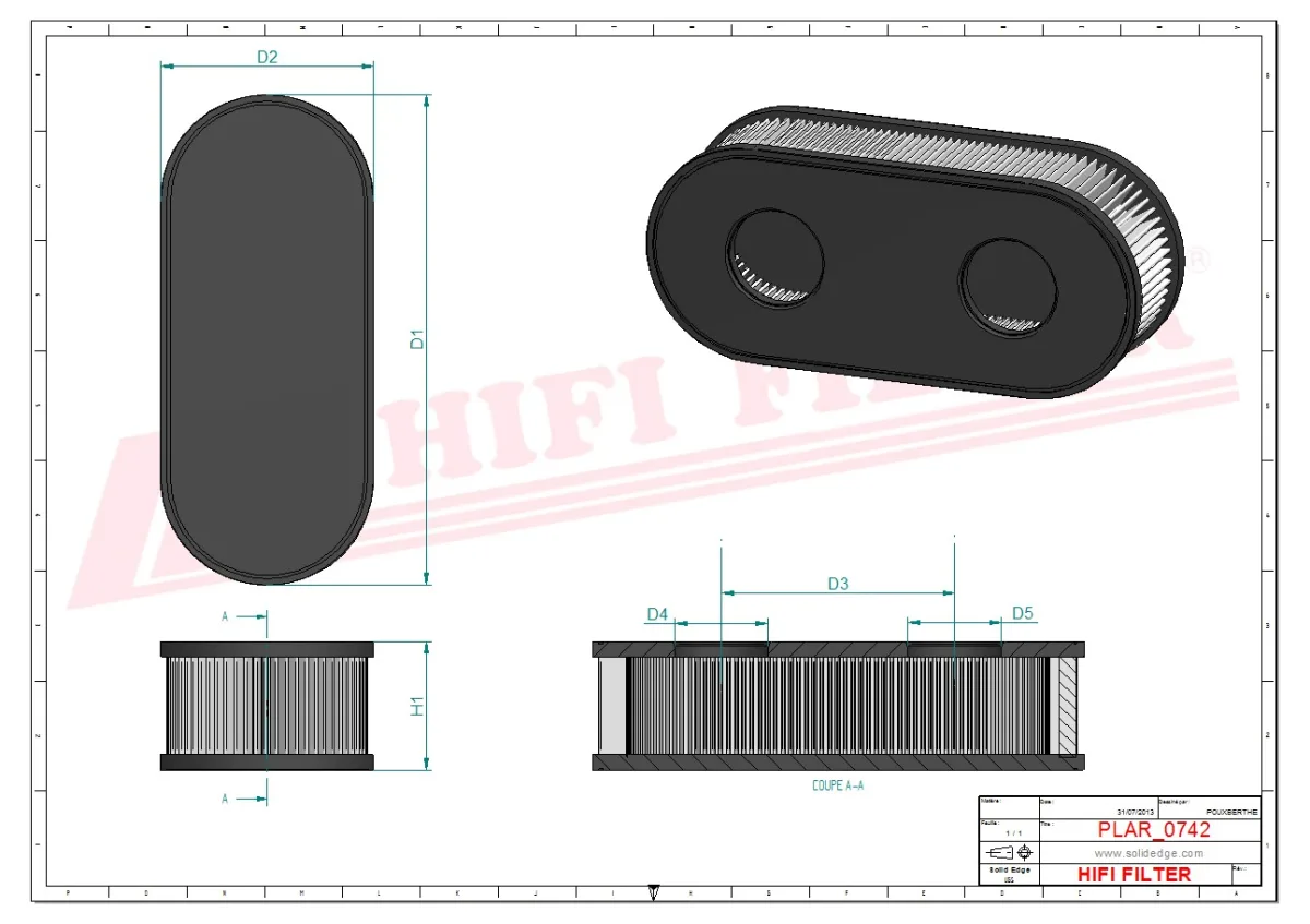 Rysunek techniczny Hifi Filter SA12706