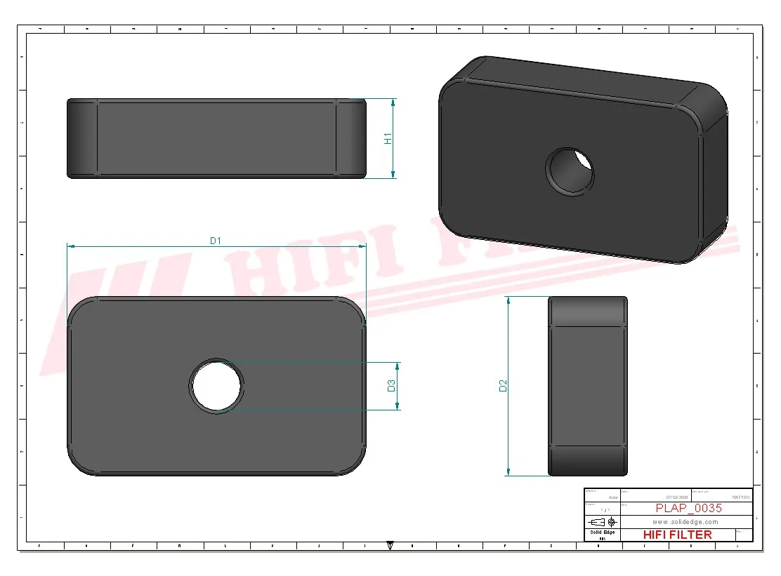 Rysunek techniczny Hifi Filter SA12820