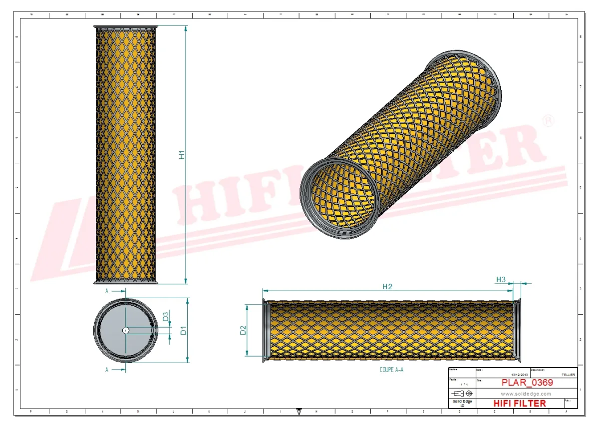 Rysunek techniczny Hifi Filter SA12875