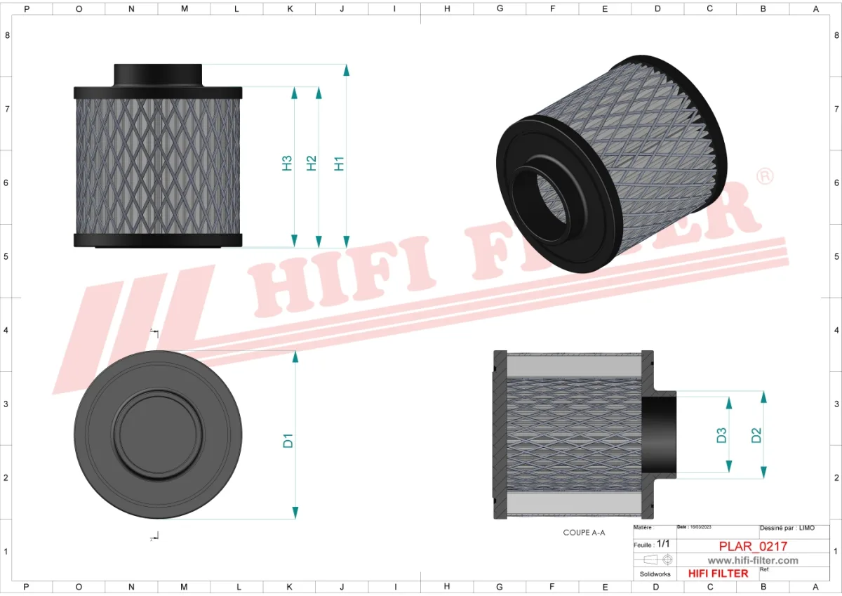 Rysunek techniczny Hifi Filter SA13117