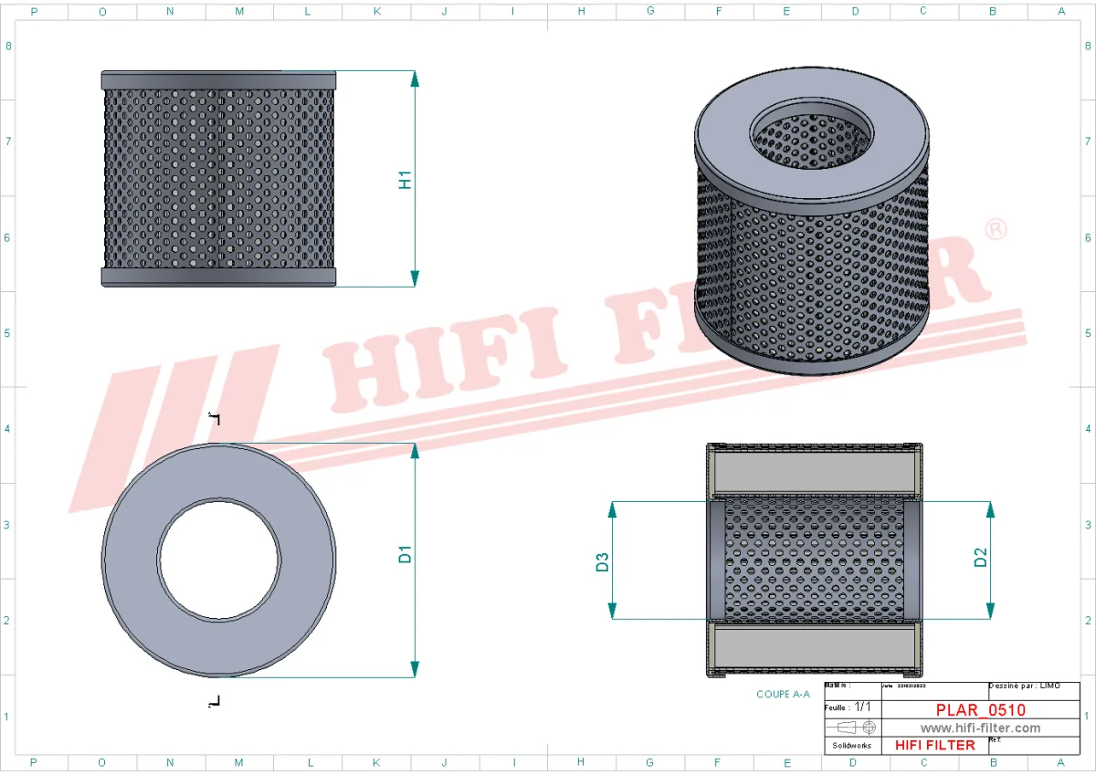 Rysunek techniczny Hifi Filter SA1412