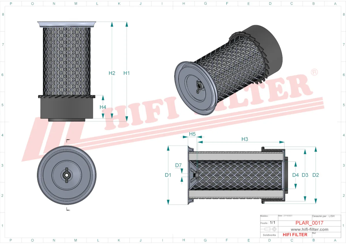 Rysunek techniczny Hifi Filter SA14514K