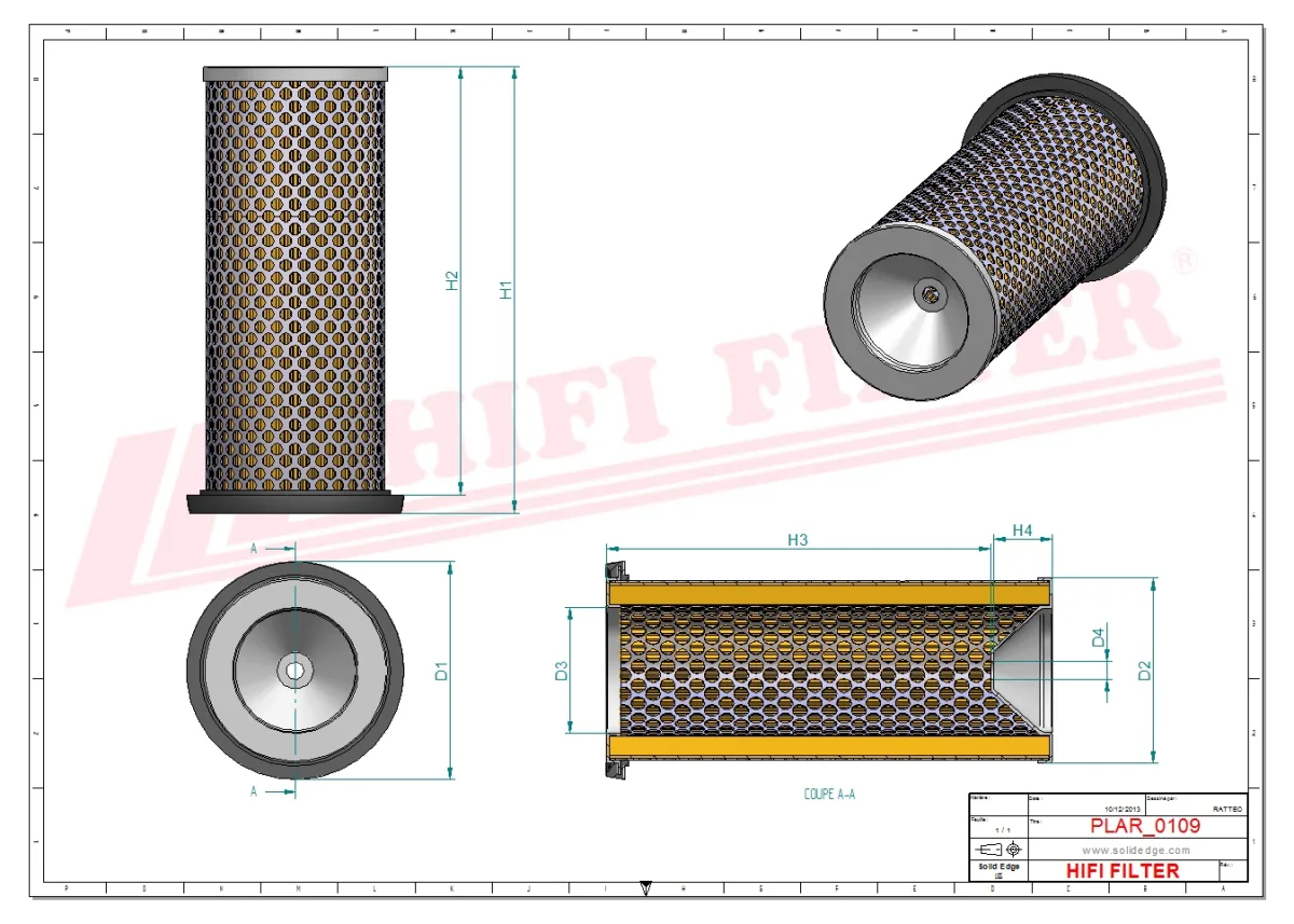 Rysunek techniczny Hifi Filter SA14608