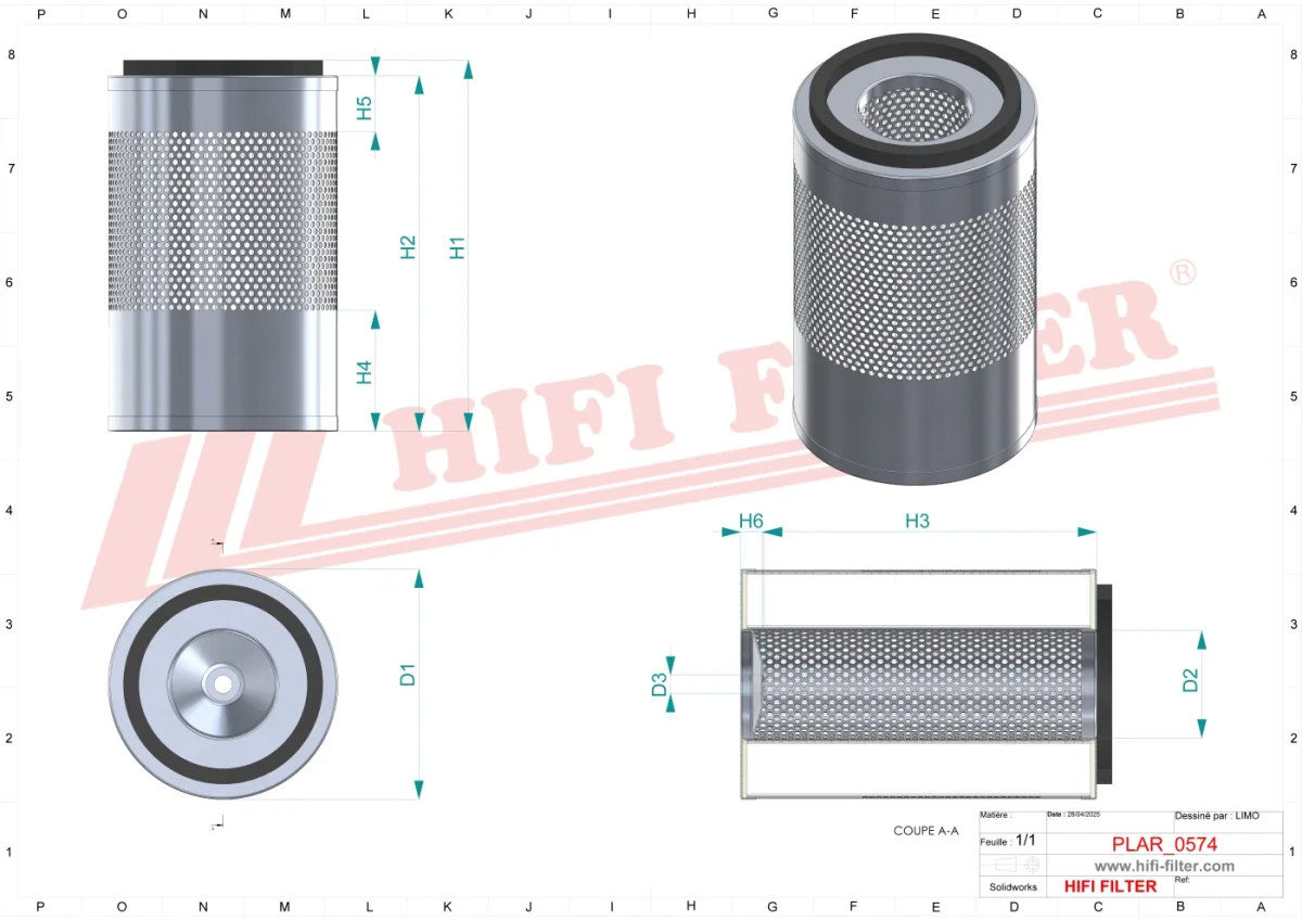 Rysunek techniczny Hifi Filter SA14697
