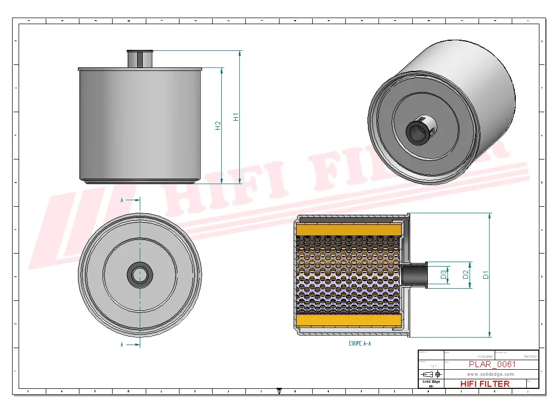 Rysunek techniczny Hifi Filter SA14916