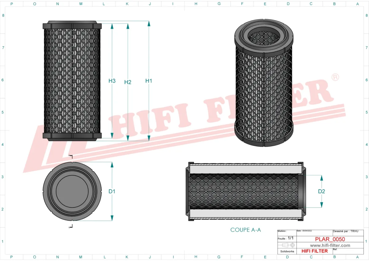 Rysunek techniczny Hifi Filter SA16084