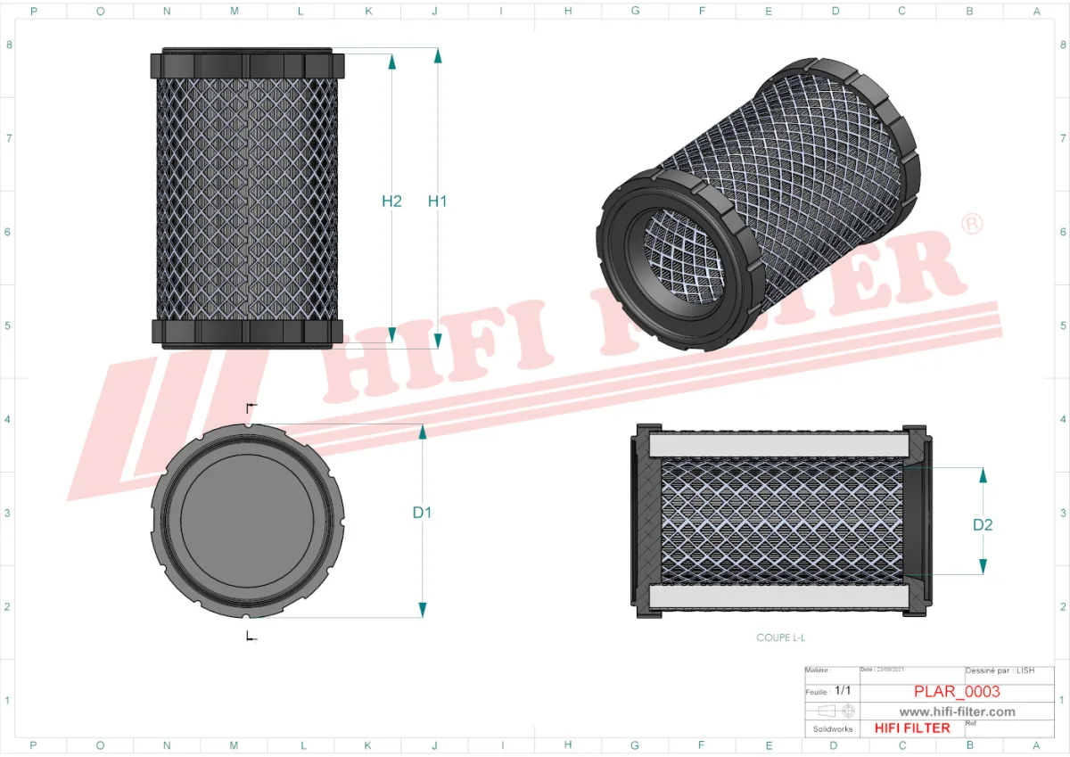 Rysunek techniczny Hifi Filter SA16085