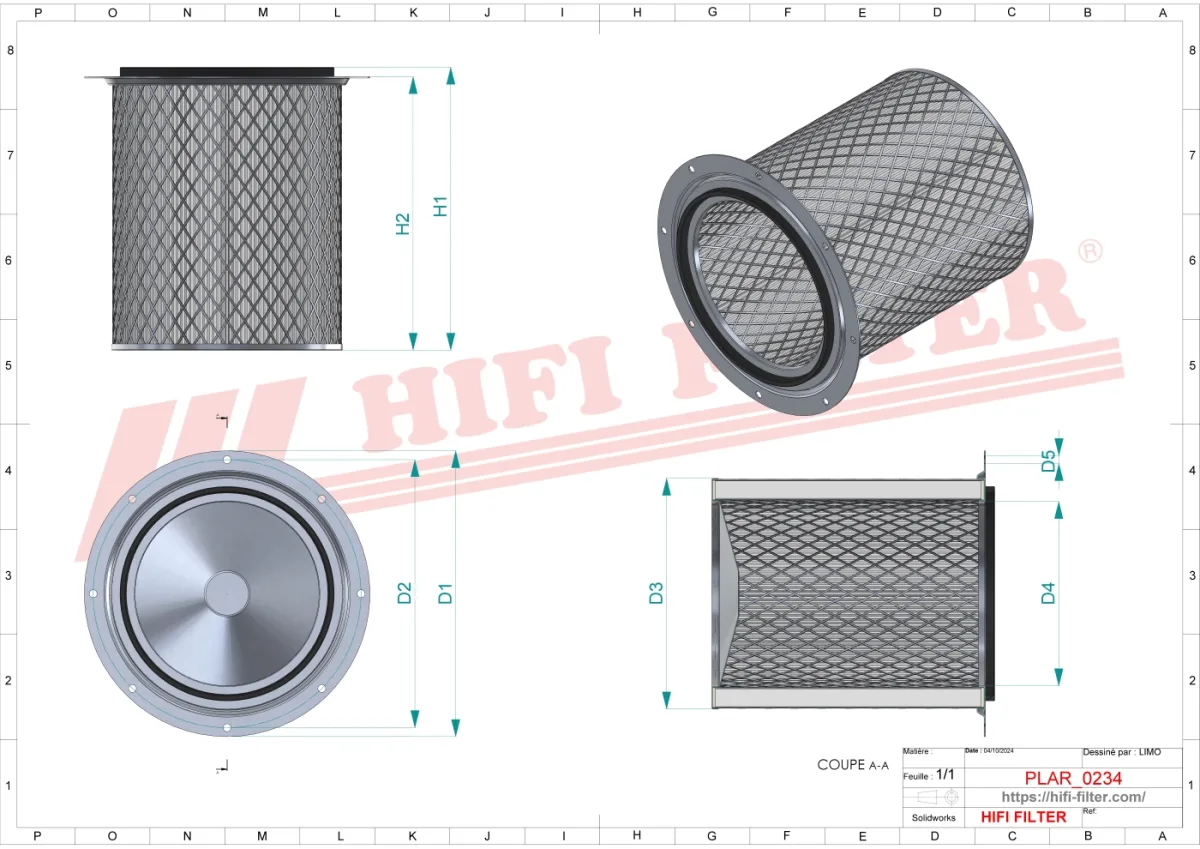 Rysunek techniczny Hifi Filter SA16135