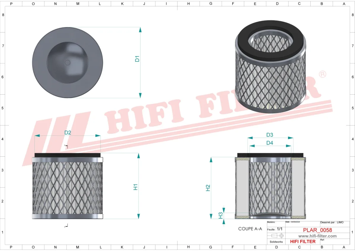 Rysunek techniczny Hifi Filter SA16209