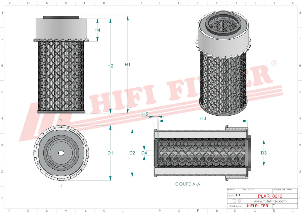 Rysunek techniczny Hifi Filter SA16239