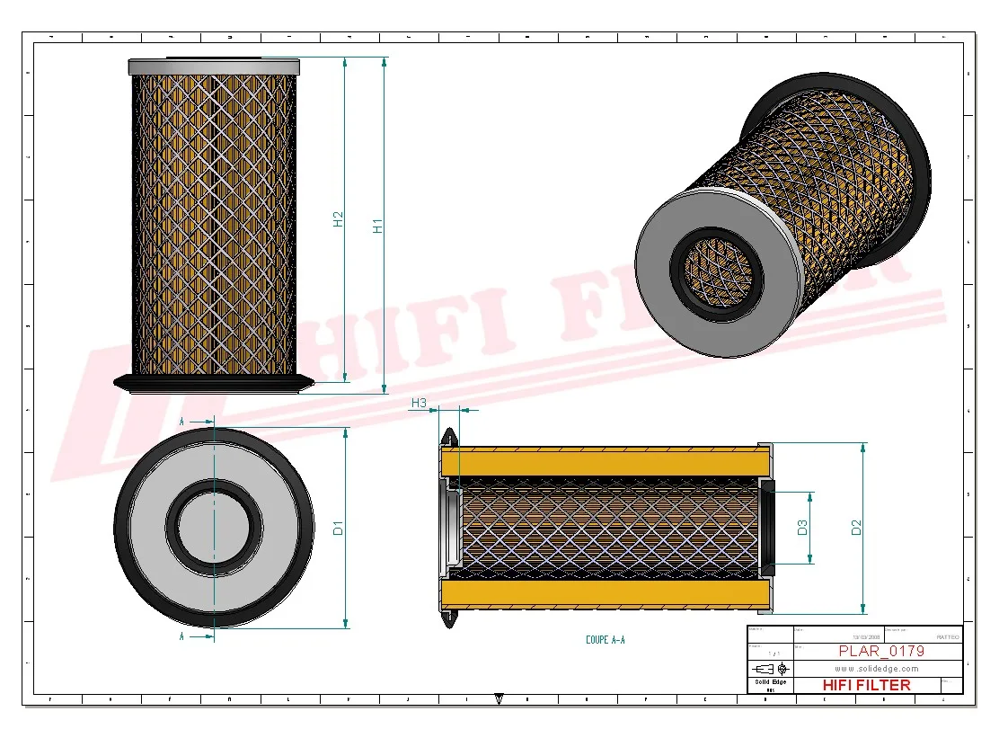 Rysunek techniczny Hifi Filter SA16321